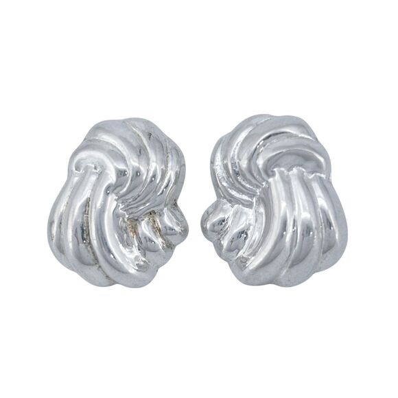 Vintage Sterling Silver 925 Textured Wave Earrings - Picture 2 of 6